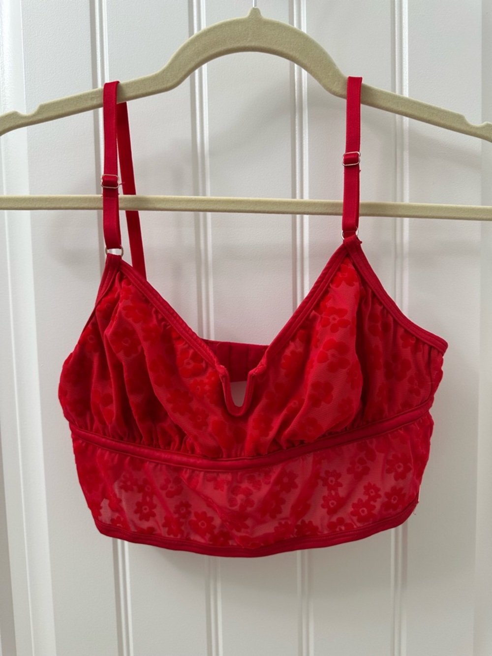 Victoria's Secret Red Floral Mesh Bralette